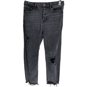 Vanilla Star Ripped Jeans Junior 7 Gray Cropped Distressed Raw Hem High Rise